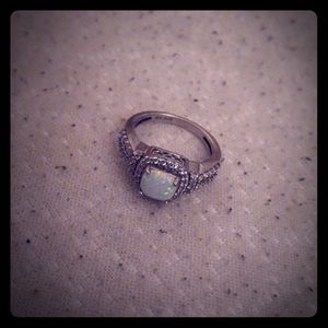 14k Silver Real Opal Engagement Ring